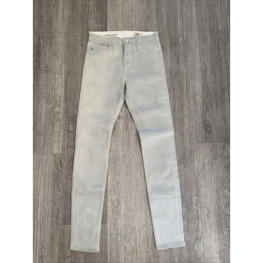 AG Adriano Goldschmied Farrah Ankle High Rise Skinny Jeans Womens 24 Silver NEW